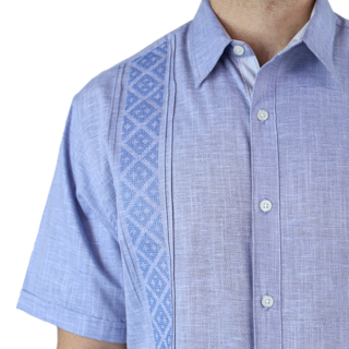 Foto 6 | Camisa Bordada Tipo Guayabera Marca Rams Cottons Modelo Teya Color Azul Jaspe Look Lino Y Alforzas