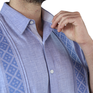 Foto 7 | Camisa Bordada Tipo Guayabera Marca Rams Cottons Modelo Teya Color Azul Jaspe Look Lino Y Alforzas