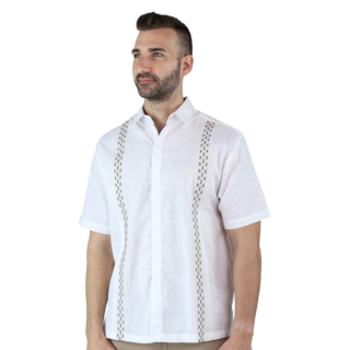 Foto 2 | Camisa Bordada Tipo Guayabera Marca Rams Cottons Modelo Solé Color Blanco Look Lino Y Alforzas