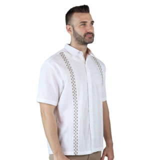 Foto 3 | Camisa Bordada Tipo Guayabera Marca Rams Cottons Modelo Solé Color Blanco Look Lino Y Alforzas