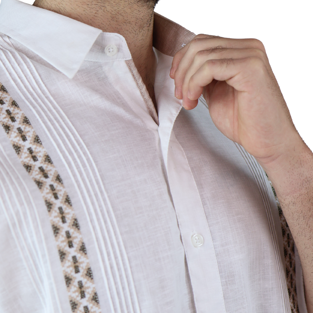 Foto 6 pulgar | Camisa Bordada Tipo Guayabera Marca Rams Cottons Modelo Solé Color Blanco Look Lino Y Alforzas
