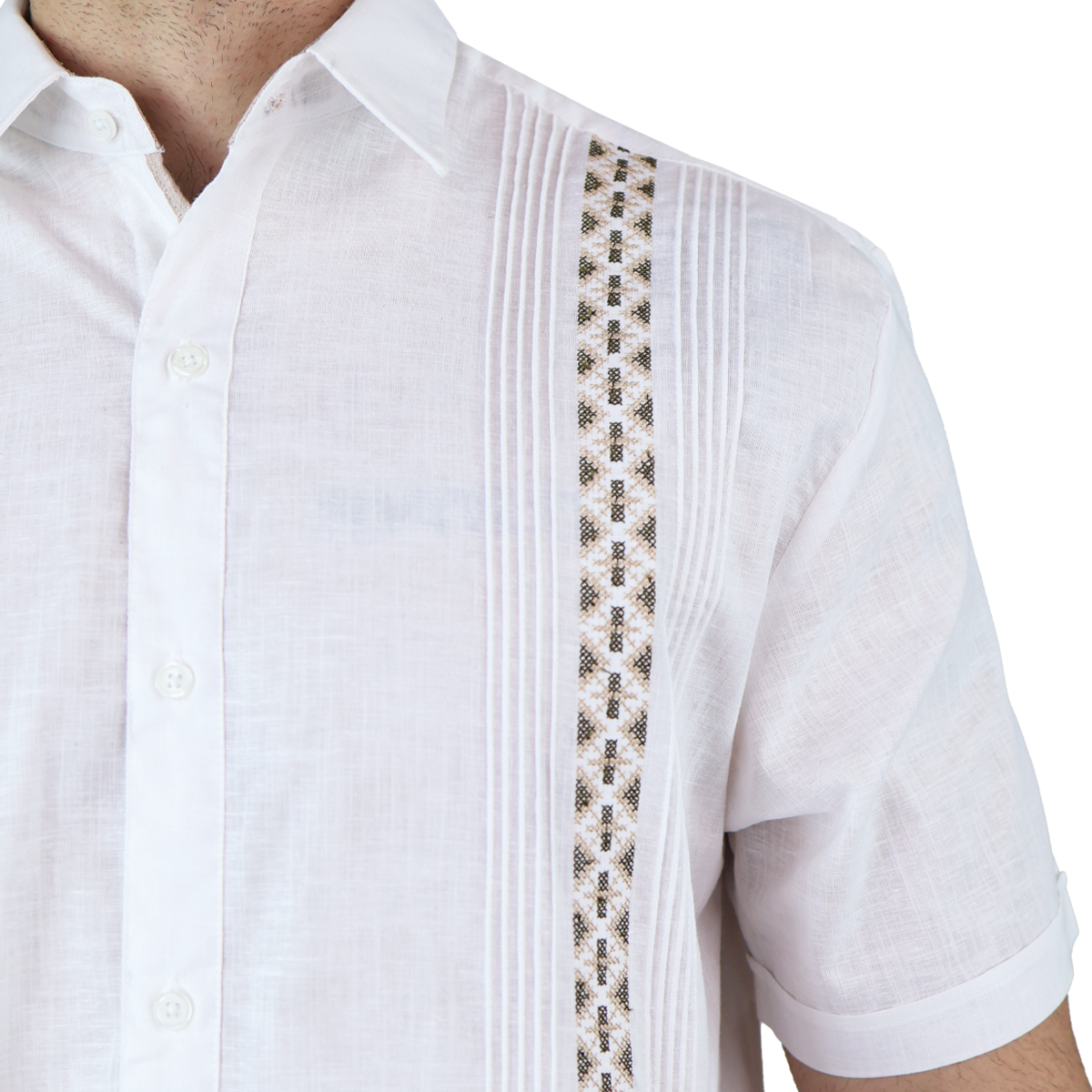 Foto 7 pulgar | Camisa Bordada Tipo Guayabera Marca Rams Cottons Modelo Solé Color Blanco Look Lino Y Alforzas