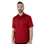 Camisa Tipo Guayabera Para Hombre Modelo Digan Color Rojo Corte Regular Y Apariencia De Lino