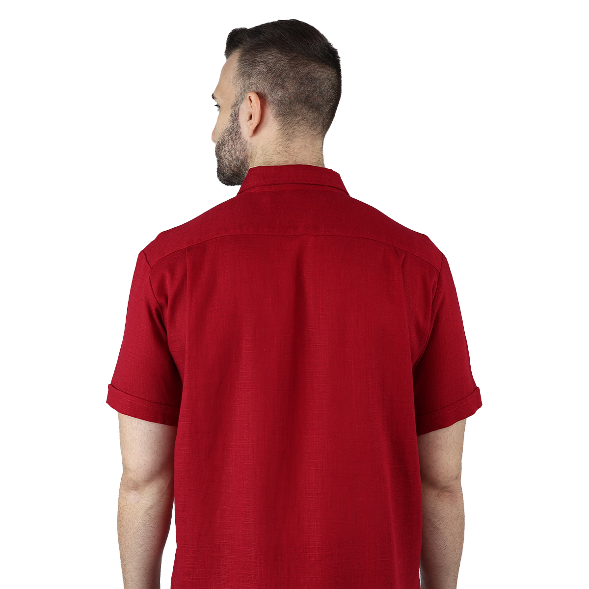 Foto 4 pulgar | Camisa Tipo Guayabera Para Hombre Modelo Digan Color Rojo Corte Regular Y Apariencia De Lino