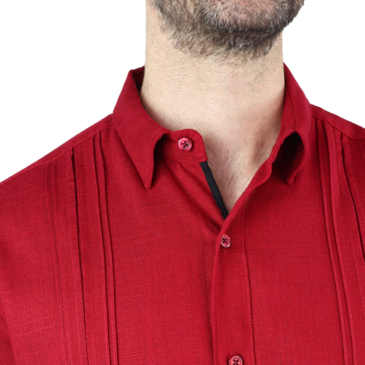 Foto 7 pulgar | Camisa Tipo Guayabera Para Hombre Modelo Digan Color Rojo Corte Regular Y Apariencia De Lino