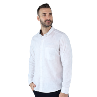 Foto 1 | Camisa de Manga Larga con Cuello Mao Rams Cottons Blanco para Hombre
