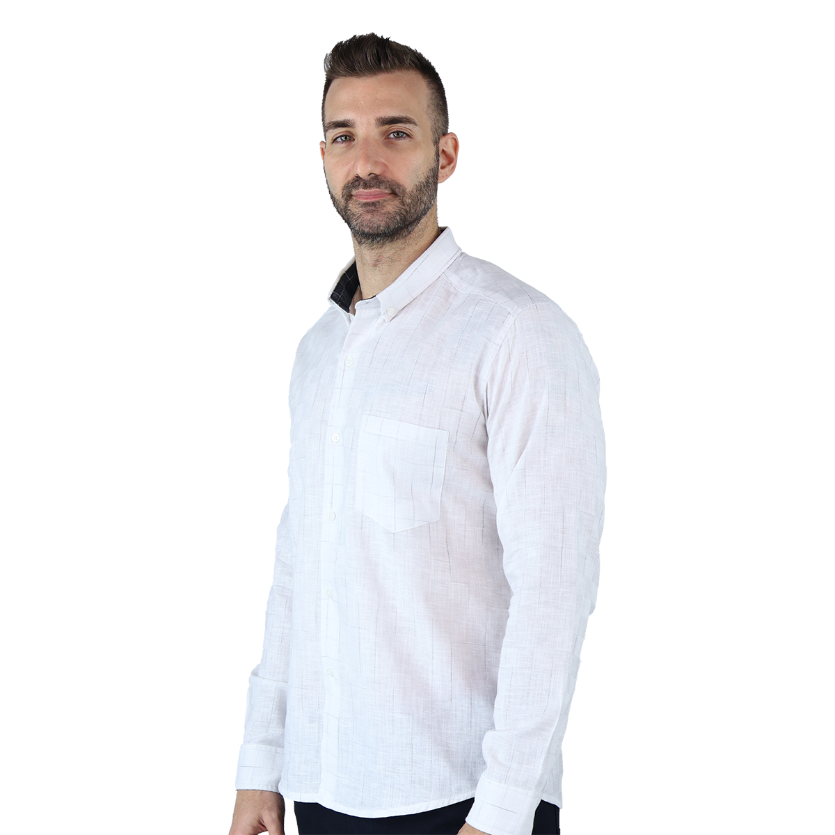 Foto 3 pulgar | Camisa de Manga Larga con Cuello Mao Rams Cottons Blanco para Hombre