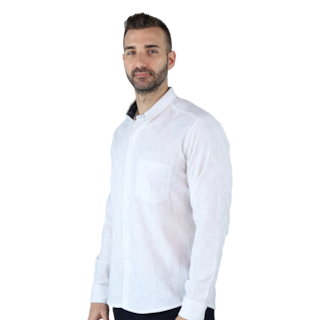 Foto 2 | Camisa de Manga Larga con Cuello Mao Rams Cottons Blanco para Hombre
