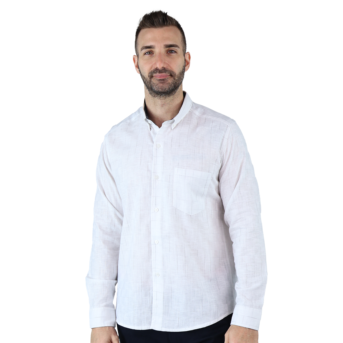 Foto 5 pulgar | Camisa de Manga Larga con Cuello Mao Rams Cottons Blanco para Hombre