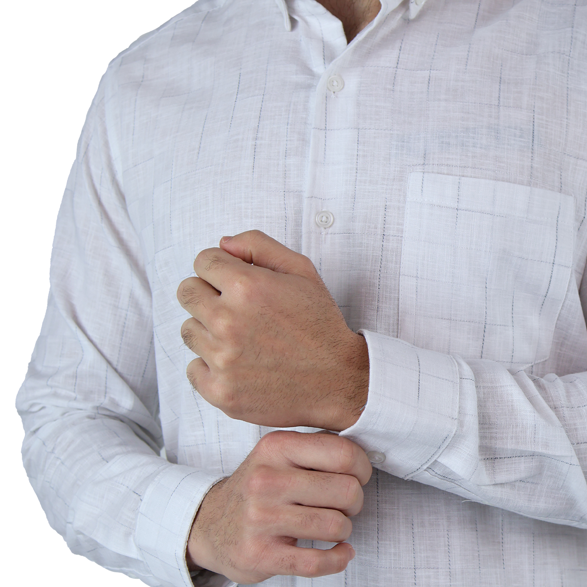Foto 8 pulgar | Camisa de Manga Larga con Cuello Mao Rams Cottons Blanco para Hombre