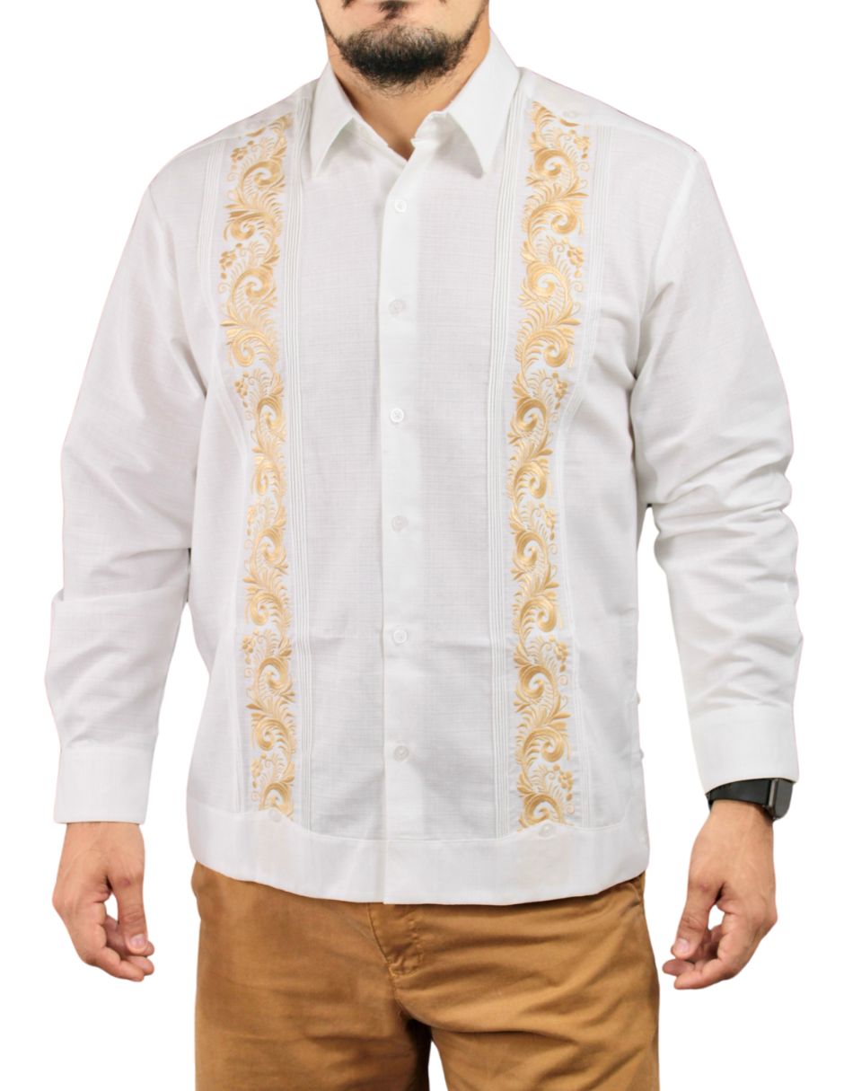 Guayabera Teya Artesanal Manga Larga Para Hombre