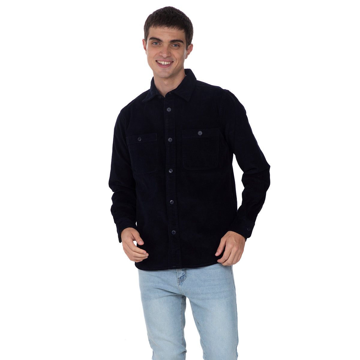 Camisa Para Hombre De Pana Lisa Quarry Color Azul Marino