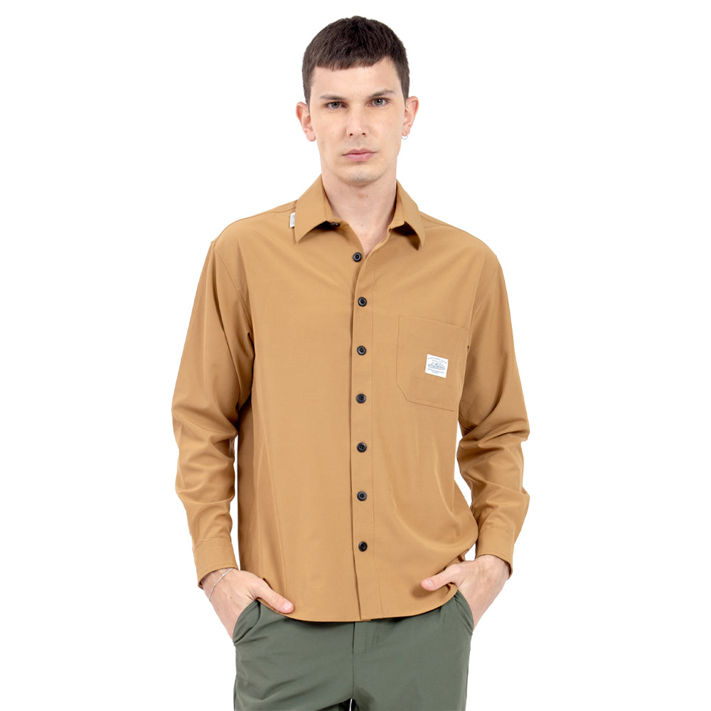 Foto 2 pulgar | Camisa de Nylon con Bolsa y Parche Quarry Camel para Hombre