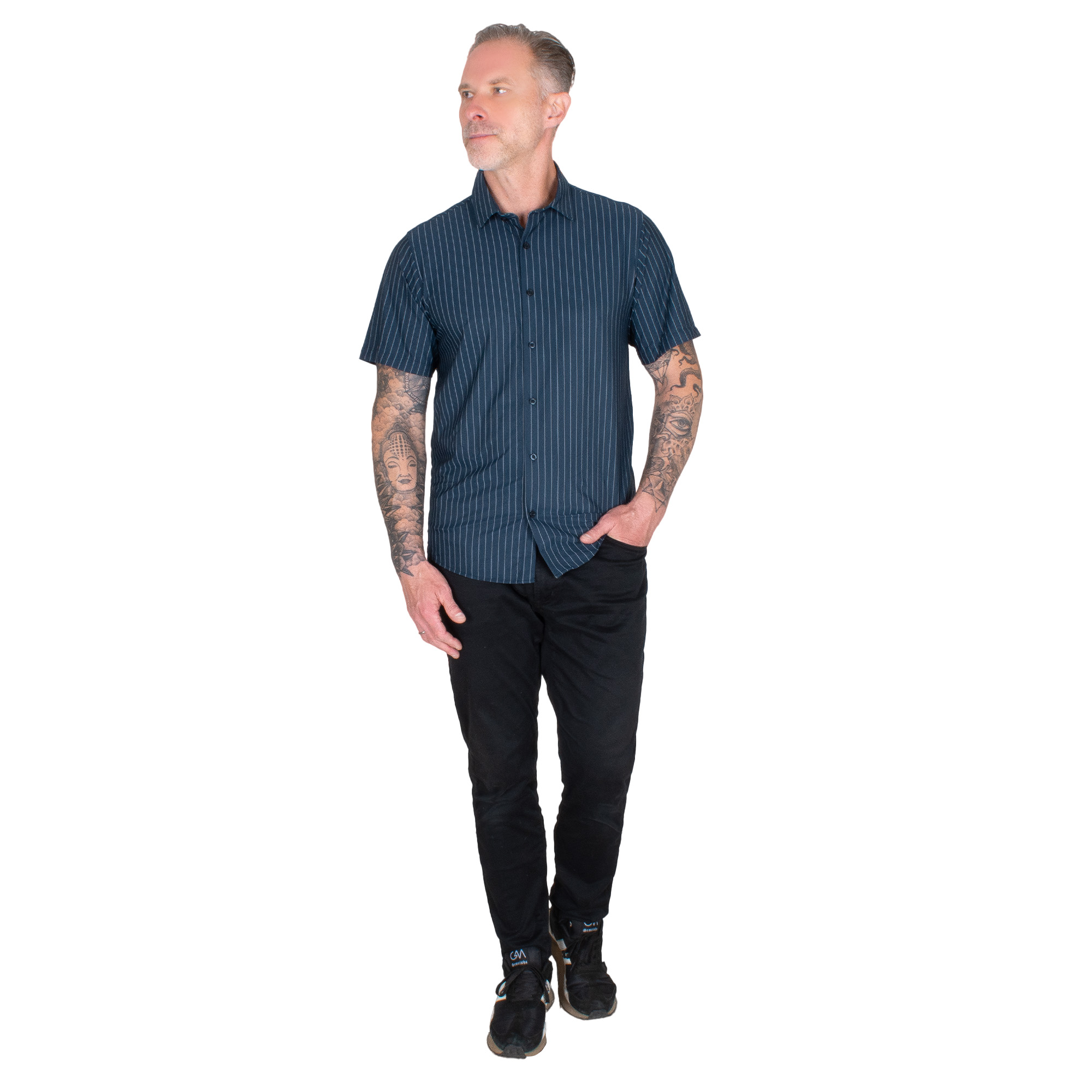 Foto 4 pulgar | Generra | Camisa De Rayas Manga Corta Para Hombre