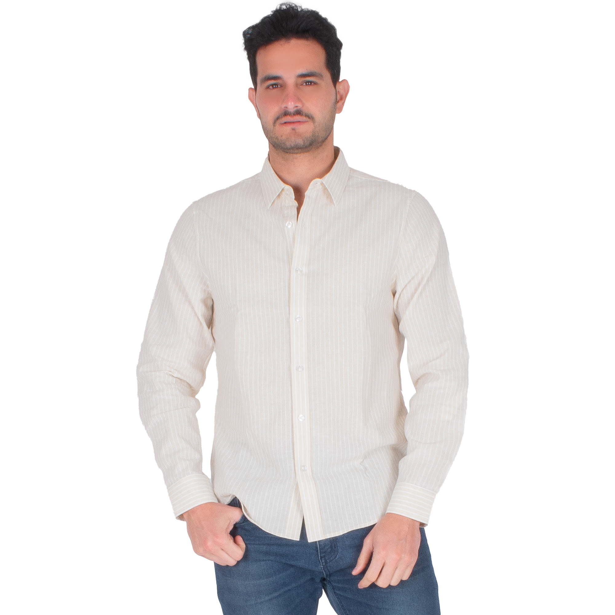 Foto 2 pulgar | Generra | Camisa Clásica A Rayas, Manga Larga Para Hombre