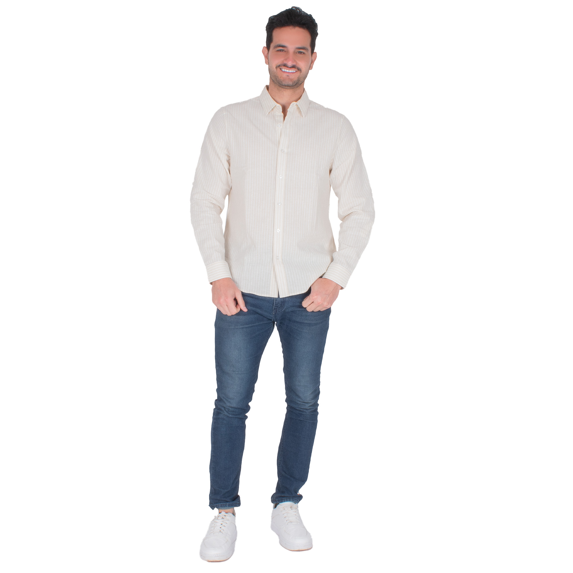 Foto 4 pulgar | Generra | Camisa Clásica A Rayas, Manga Larga Para Hombre