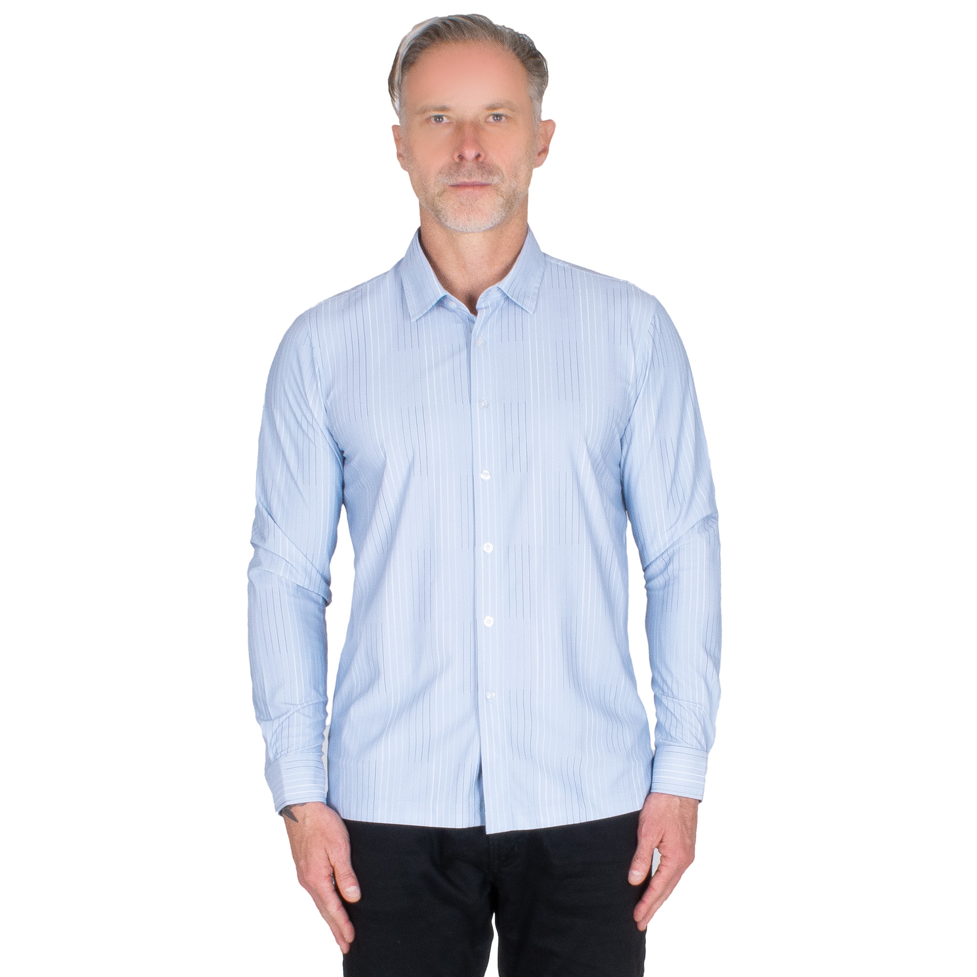 Foto 2 pulgar | Generra | Camisa Rayas Finas De Manga Larga Para Hombre