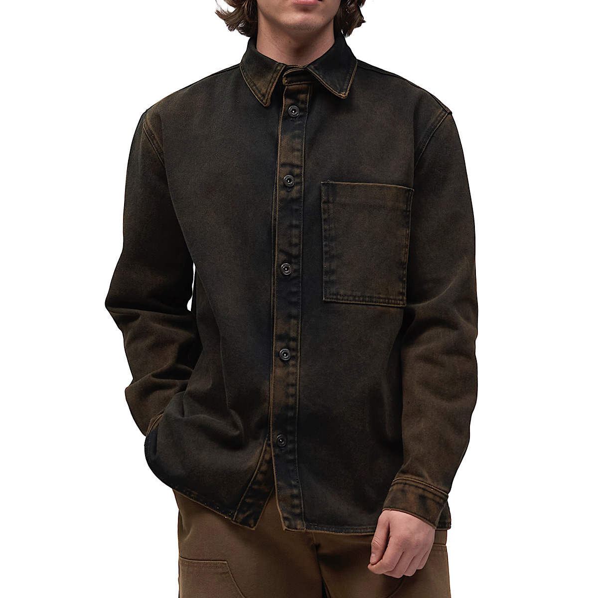 Foto 1 | Sobrecamisa De Mezclilla Mchk. Bolsillos Al Frente, Caballero, Color Roca. Modelo 8074