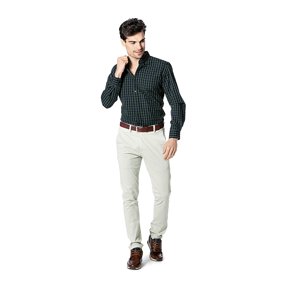 Foto 2 pulgar | Felker Camisa Para Hombre Verde Marino, Slim Fit