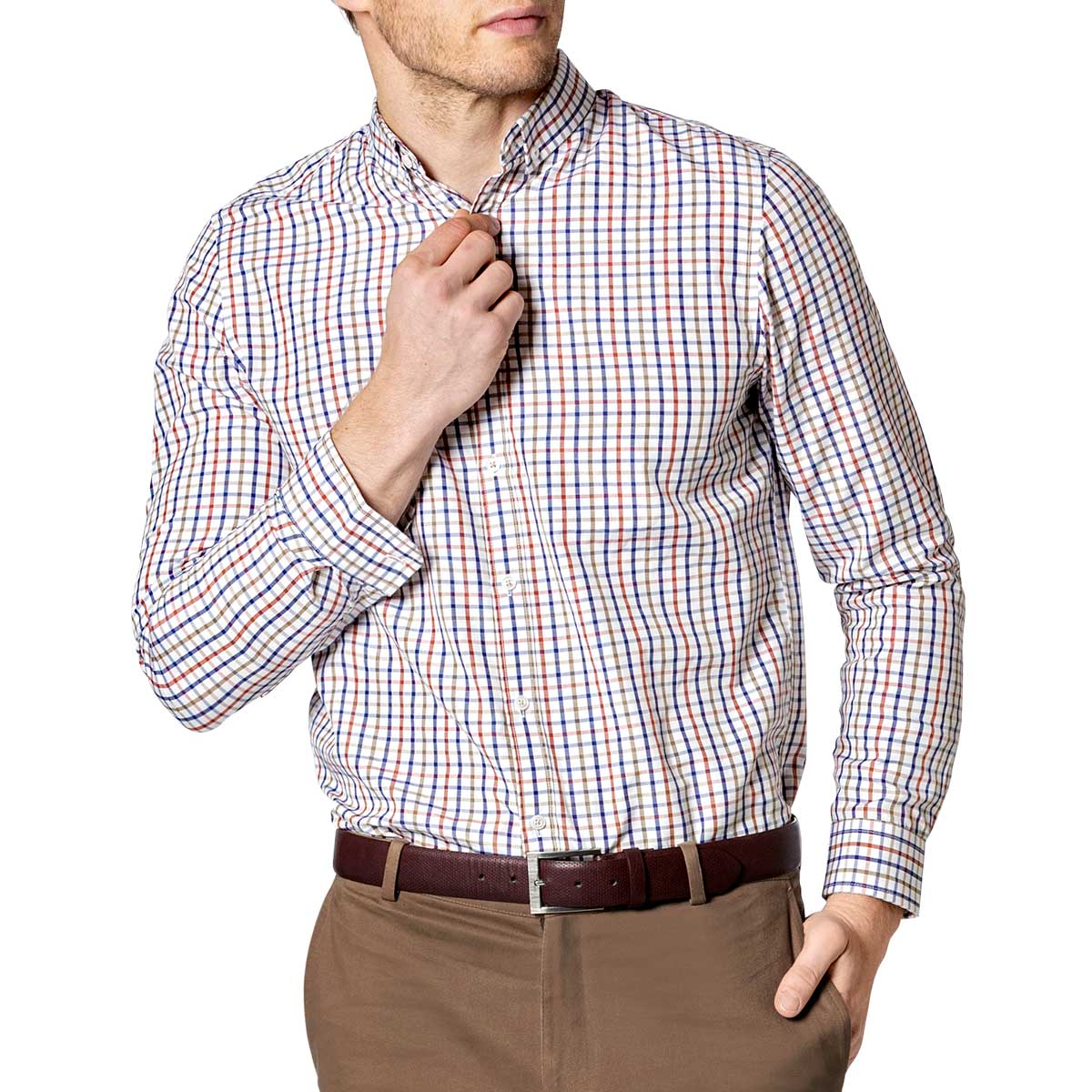 Felker Camisa Para Hombre Blanco Multicolor, Slim Fit