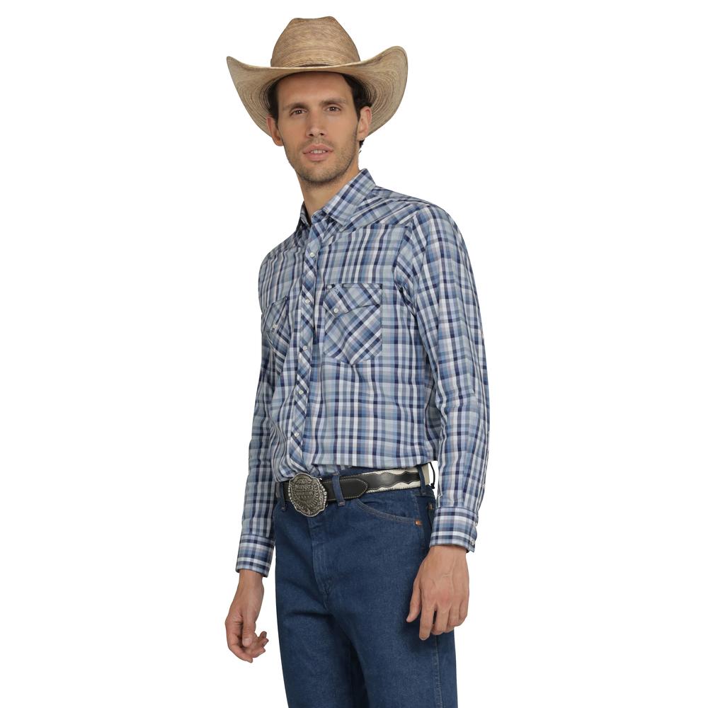 Foto 3 pulgar | Camisa Vaquera Wrangler Hombre Western Fashion Slim Manga Larga 474 Azul