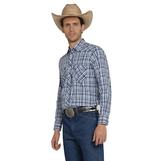 Foto 2 | Camisa Vaquera Wrangler Hombre Western Fashion Slim Manga Larga 474 Azul