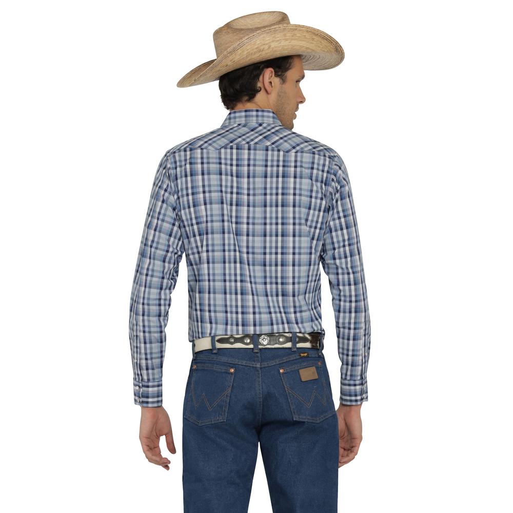 Foto 4 pulgar | Camisa Vaquera Wrangler Hombre Western Fashion Slim Manga Larga 474 Azul