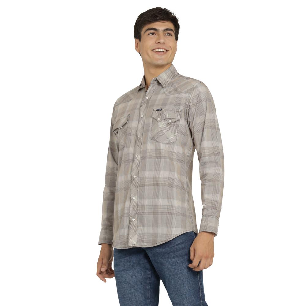 Foto 3 pulgar | Camisa Vaquera Wrangler Hombre 20 Extreme Slim Manga Larga 486 Cafe