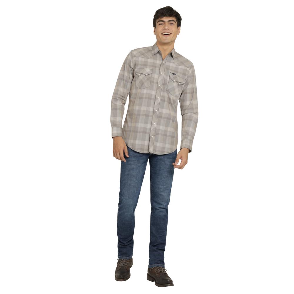 Foto 5 pulgar | Camisa Vaquera Wrangler Hombre 20 Extreme Slim Manga Larga 486 Cafe