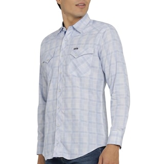 Foto 5 | Camisa Vaquera Wrangler Hombre Retro Slim Manga Larga 491 Azul