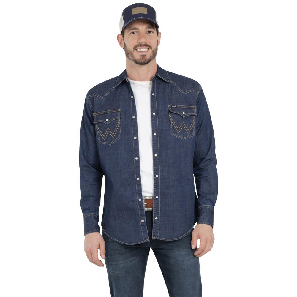 Foto 2 pulgar | Camisa Vaquera Wrangler Hombre Denim Regular Manga Larga 917 Azul