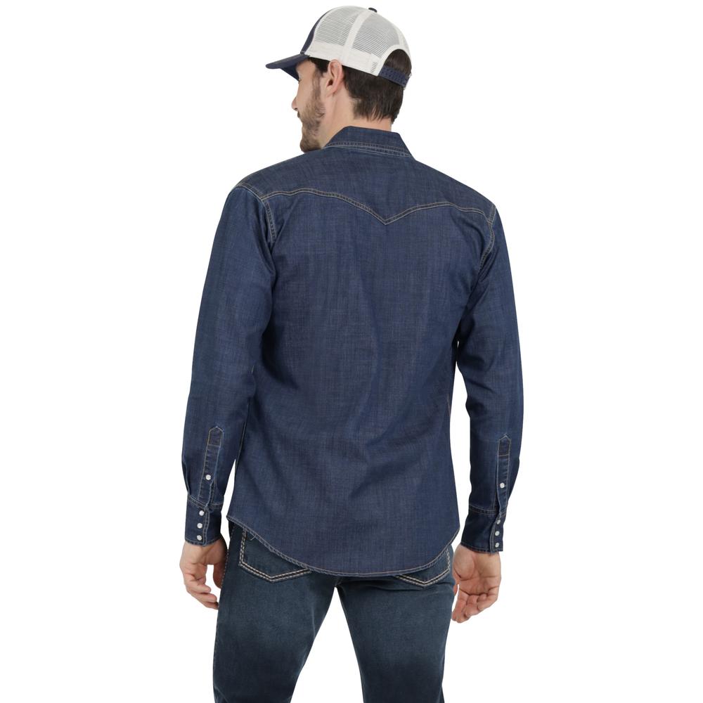 Foto 4 pulgar | Camisa Vaquera Wrangler Hombre Denim Regular Manga Larga 917 Azul