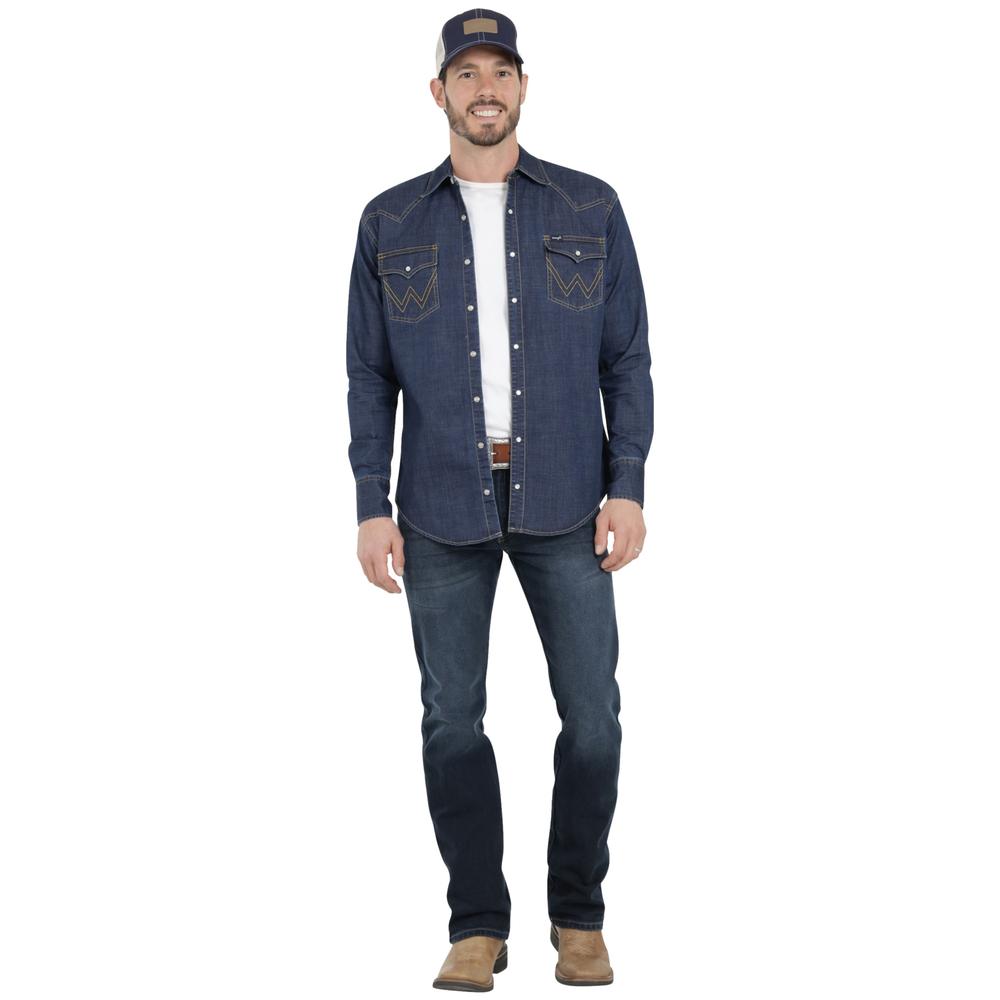 Foto 5 pulgar | Camisa Vaquera Wrangler Hombre Denim Regular Manga Larga 917 Azul