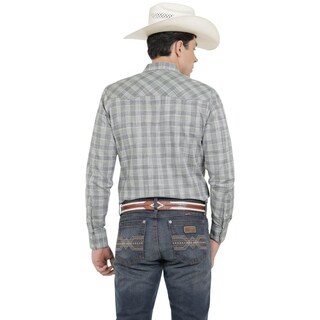 Foto 3 | Camisa Vaquera Wrangler Hombre Western Fashion Slim Manga Larga 931 Azul