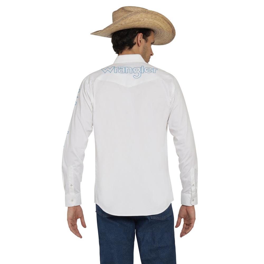Foto 4 pulgar | Camisa Vaquera Wrangler Hombre Logos Regular Manga Larga 913 Blanco