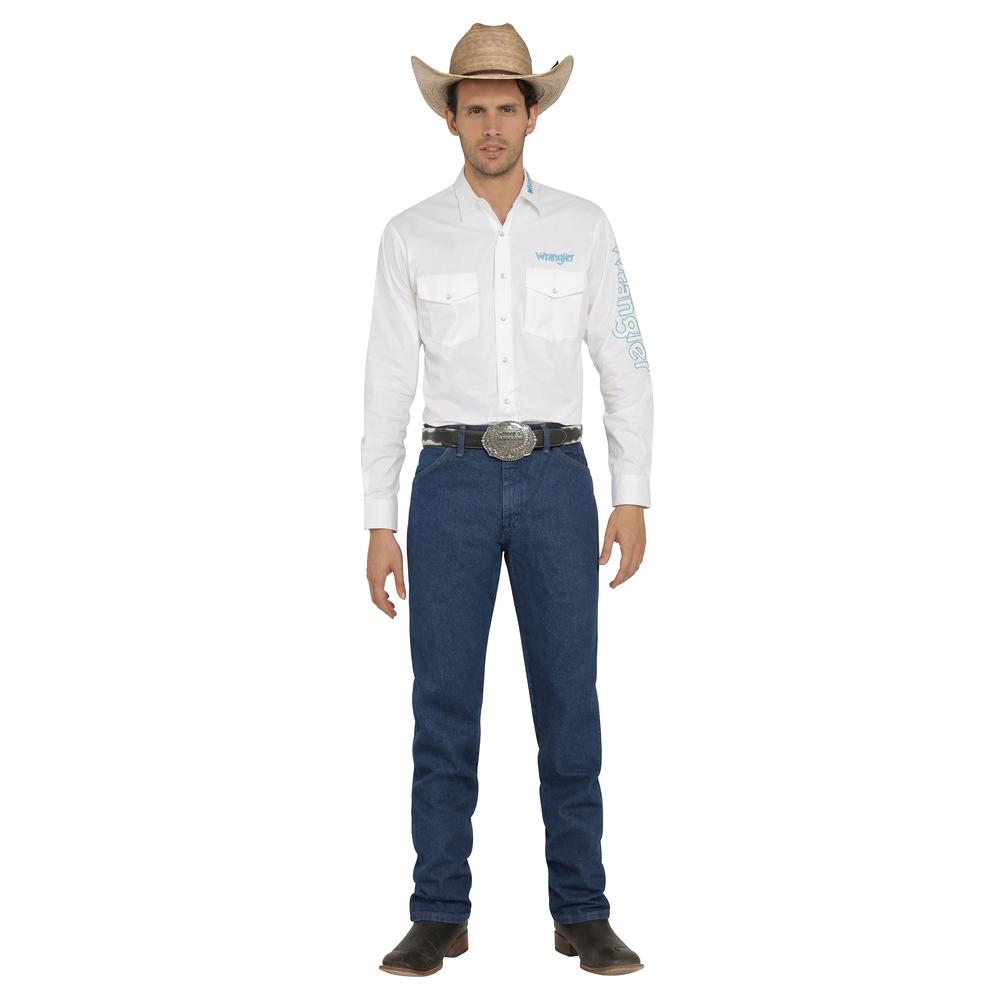 Foto 5 pulgar | Camisa Vaquera Wrangler Hombre Logos Regular Manga Larga 913 Blanco