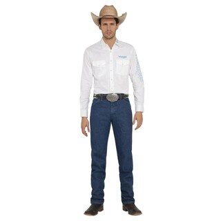 Foto 4 | Camisa Vaquera Wrangler Hombre Logos Regular Manga Larga 913 Blanco