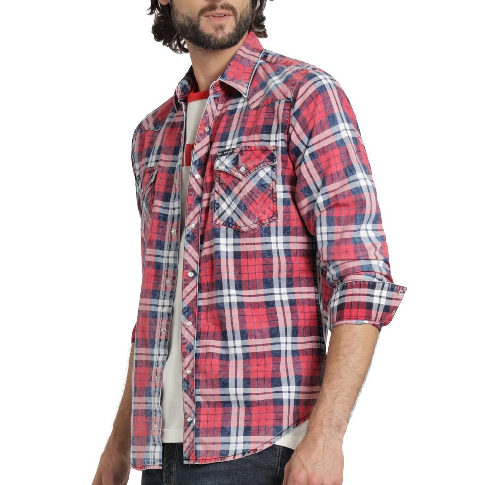 Foto 5 | Camisa Vaquera Wrangler Hombre Retro Slim Manga Larga 533 Rojo