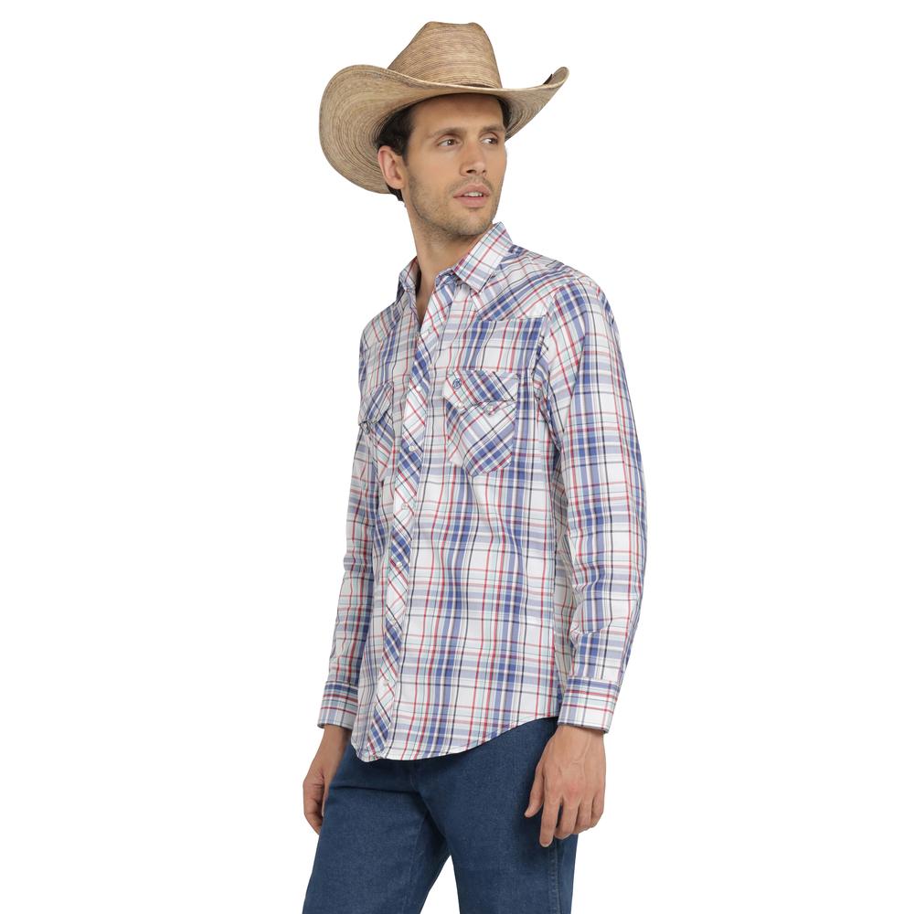 Camisa Vaquera Wrangler Hombre Western Fashion Slim Manga Larga 948 Azul