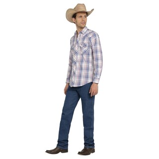 Foto 4 | Camisa Vaquera Wrangler Hombre Western Fashion Slim Manga Larga 948 Azul