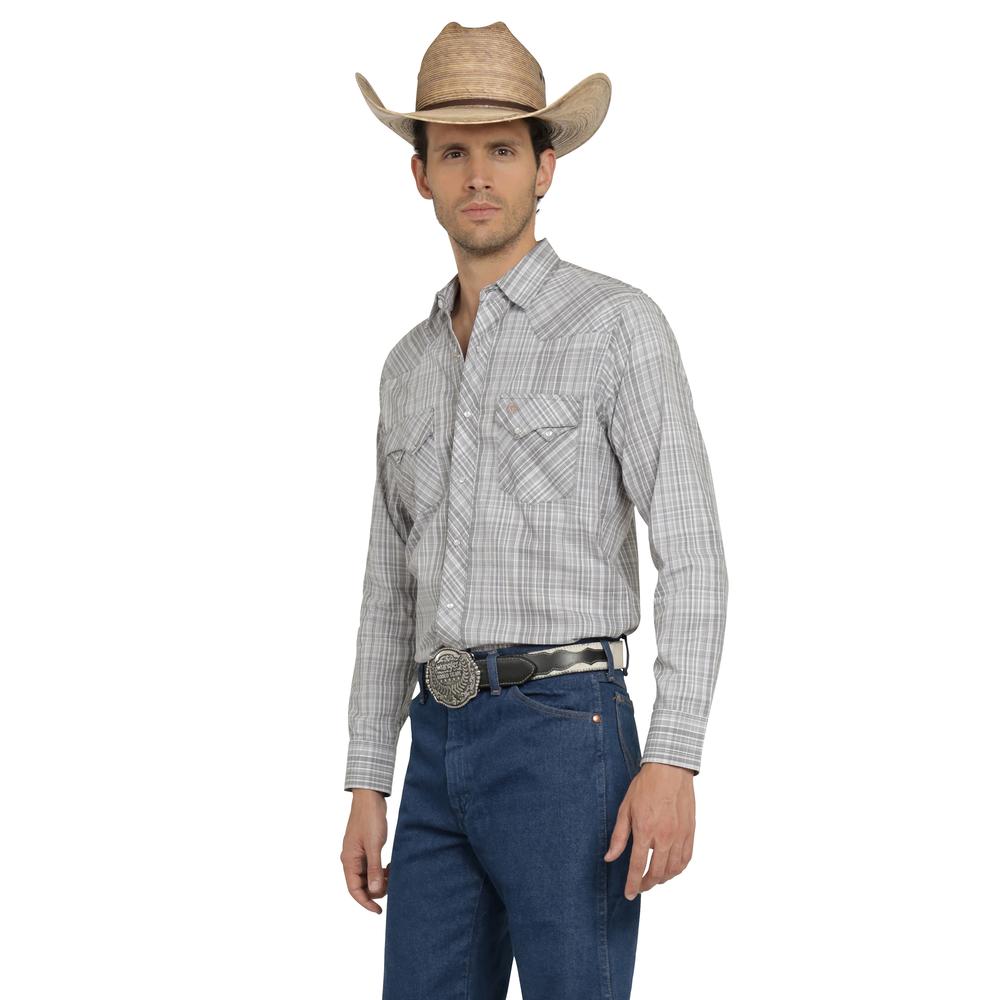 Foto 3 pulgar | Camisa Vaquera Wrangler Hombre Western Fashion Slim Manga Larga 930 Gris