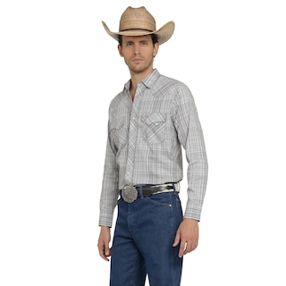 Foto 2 | Camisa Vaquera Wrangler Hombre Western Fashion Slim Manga Larga 930 Gris