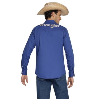 Foto 3 | Camisa Vaquera Wrangler Hombre Logos Regular Manga Larga 905 Azul Oscuro