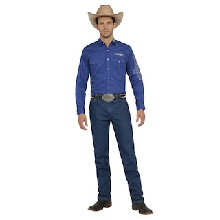 Foto 4 | Camisa Vaquera Wrangler Hombre Logos Regular Manga Larga 905 Azul Oscuro
