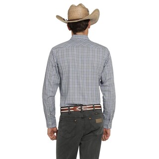 Foto 3 | Camisa Vaquera Wrangler Hombre Western Fashion Slim Manga Larga 451 Azul