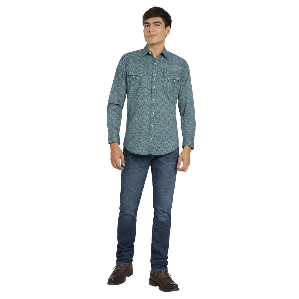 Foto 5 pulgar | Camisa Vaquera Wrangler Hombre 20 Extreme Slim Manga Larga 453 Verde