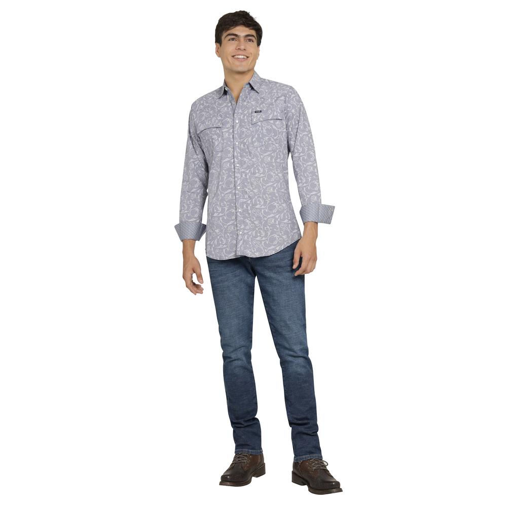 Foto 5 pulgar | Camisa Vaquera Wrangler Hombre Retro Slim Manga Larga 512 Gris