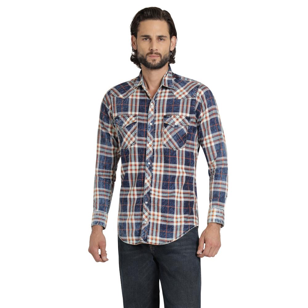 Foto 2 pulgar | Camisa Vaquera Wrangler Hombre Retro Slim Manga Larga 529 Azul