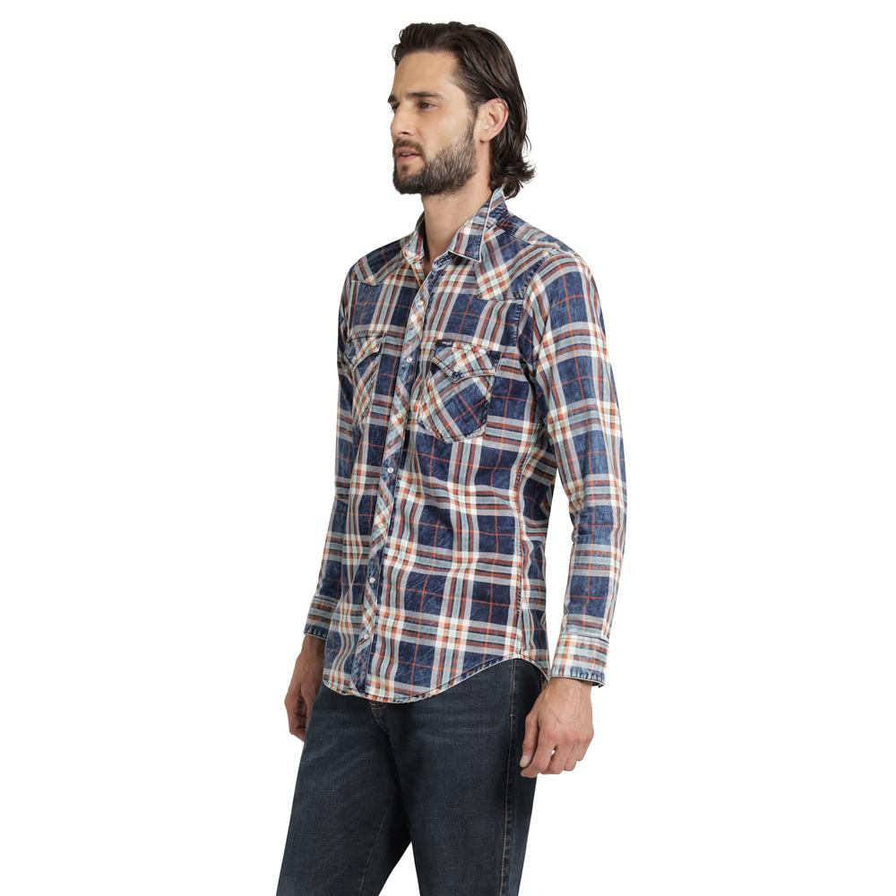 Foto 3 pulgar | Camisa Vaquera Wrangler Hombre Retro Slim Manga Larga 529 Azul