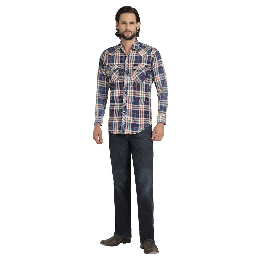 Foto 5 pulgar | Camisa Vaquera Wrangler Hombre Retro Slim Manga Larga 529 Azul
